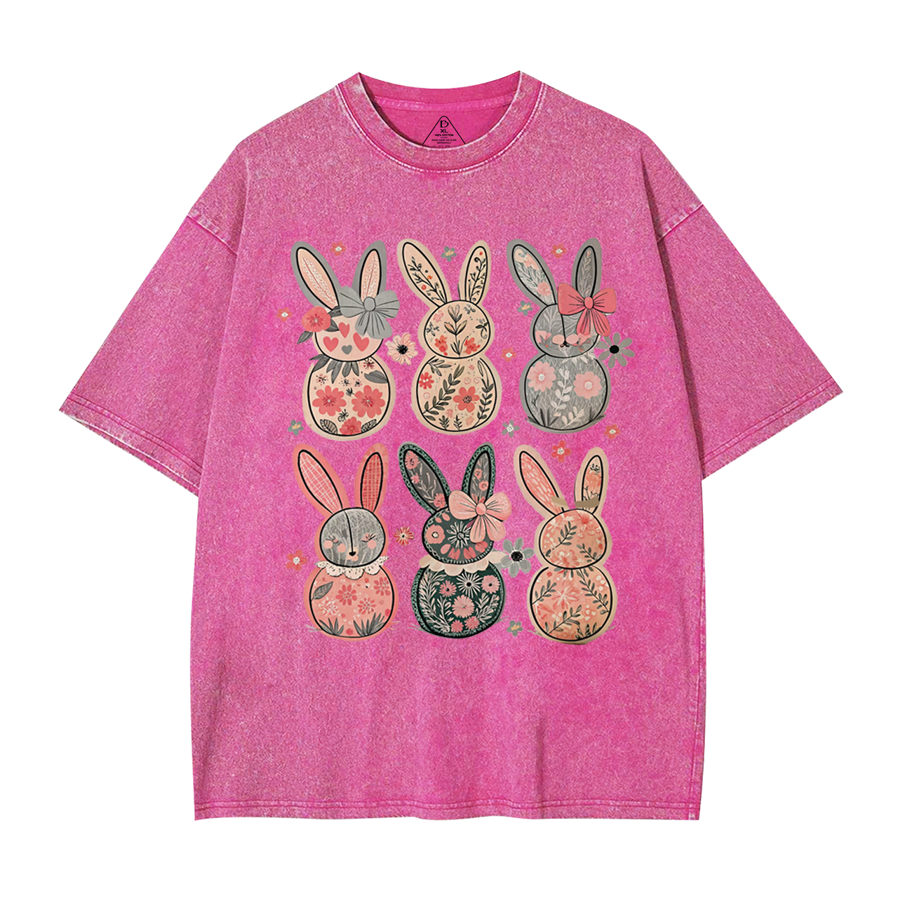 Coquette Easter Bunny Floral Mama Washed T-Shirts