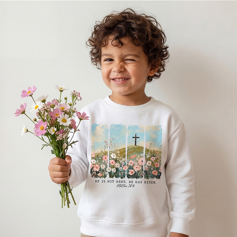 He is Risen Wildflower Spring Easter Kid's Sweatshirt