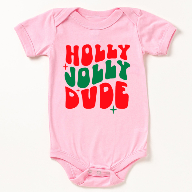 Holly Jolly Dude Christmas Bodysuit For Baby
