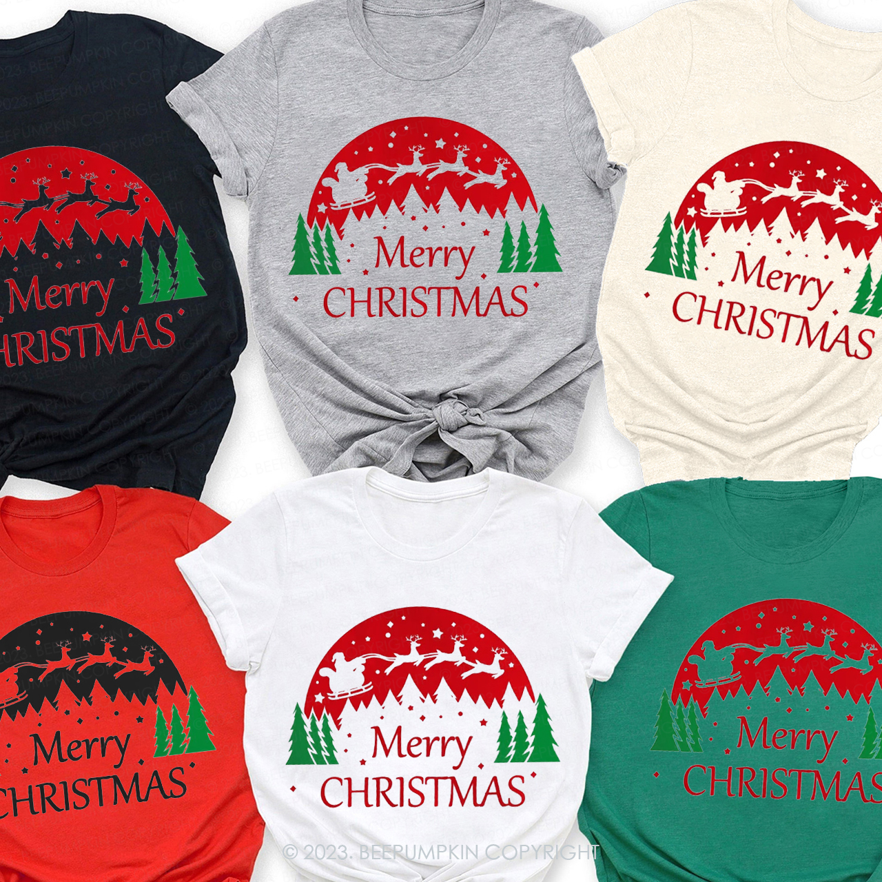 Christmas Elk Running in the Forest T-Shirt For Family Beepumpkin