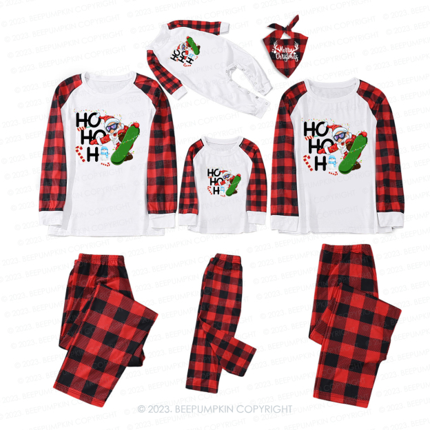 Hohoh Santa Claus Skiing Matching Pajamas For Family Beepumpkin