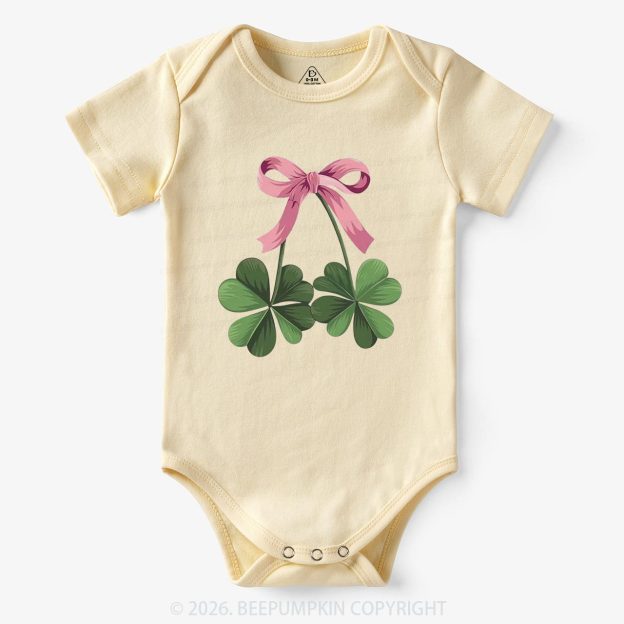 Lucky Shamrock Bow St Patrick's Day Bodysuit