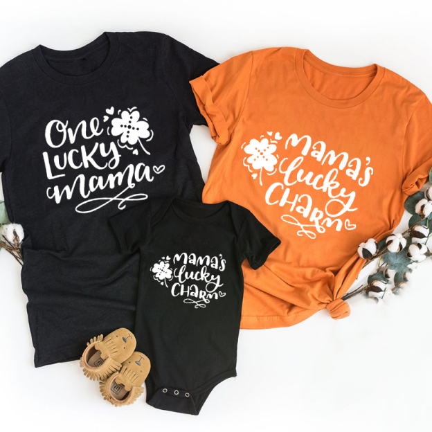 One Lucky Mama �� Mom's Lucky Charm St Patrick's Day Shirts