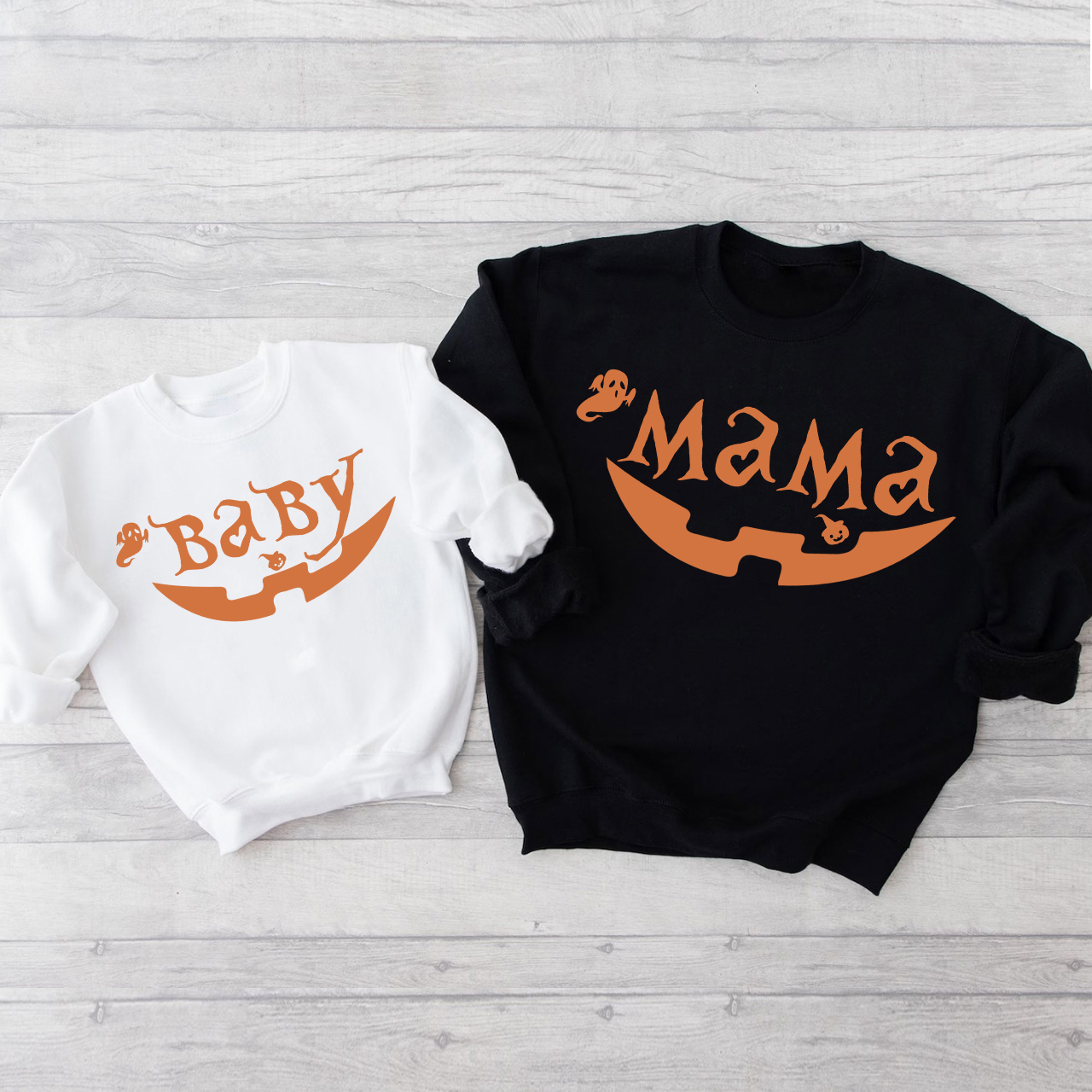 Personalized Pumpkin Face Halloween Family Matching Sweatshirts