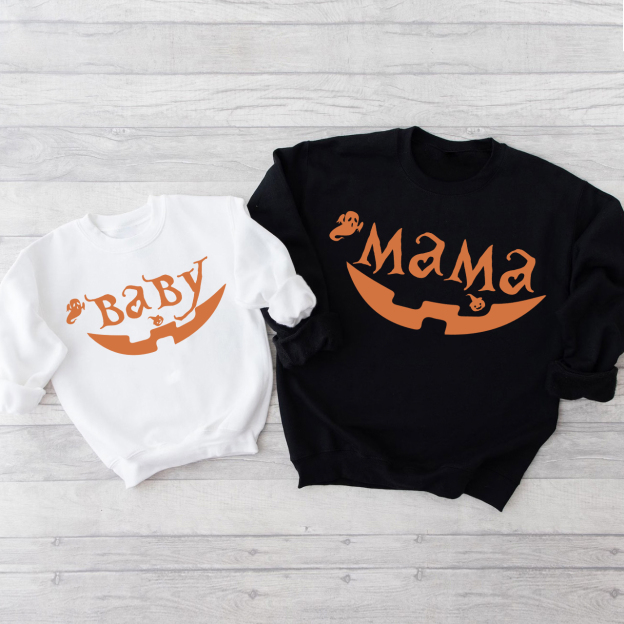 Personalized Pumpkin Face Halloween Family Matching Sweatshirts