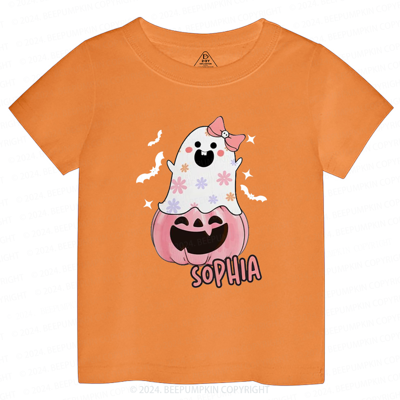 Personalized Halloween Pink Ghost Toddler&Kids Tees 