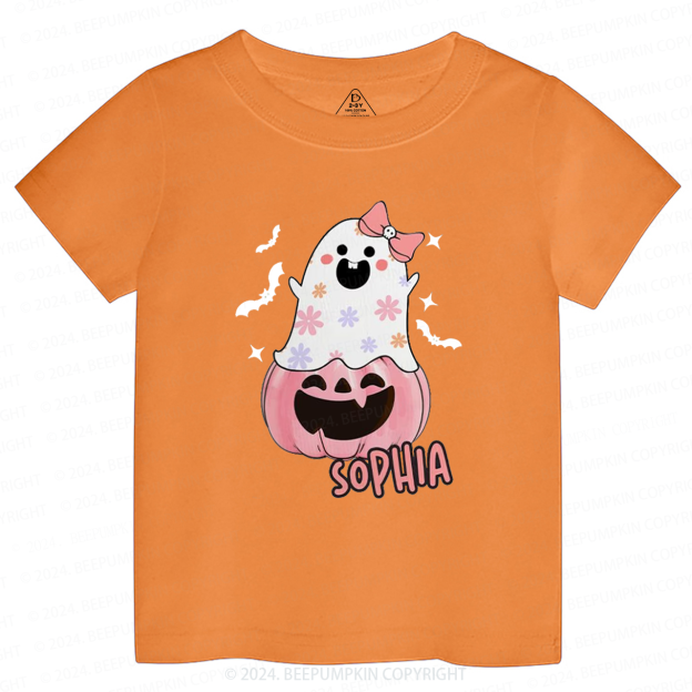 Personalized Halloween Pink Ghost Toddler&Kids Tees 