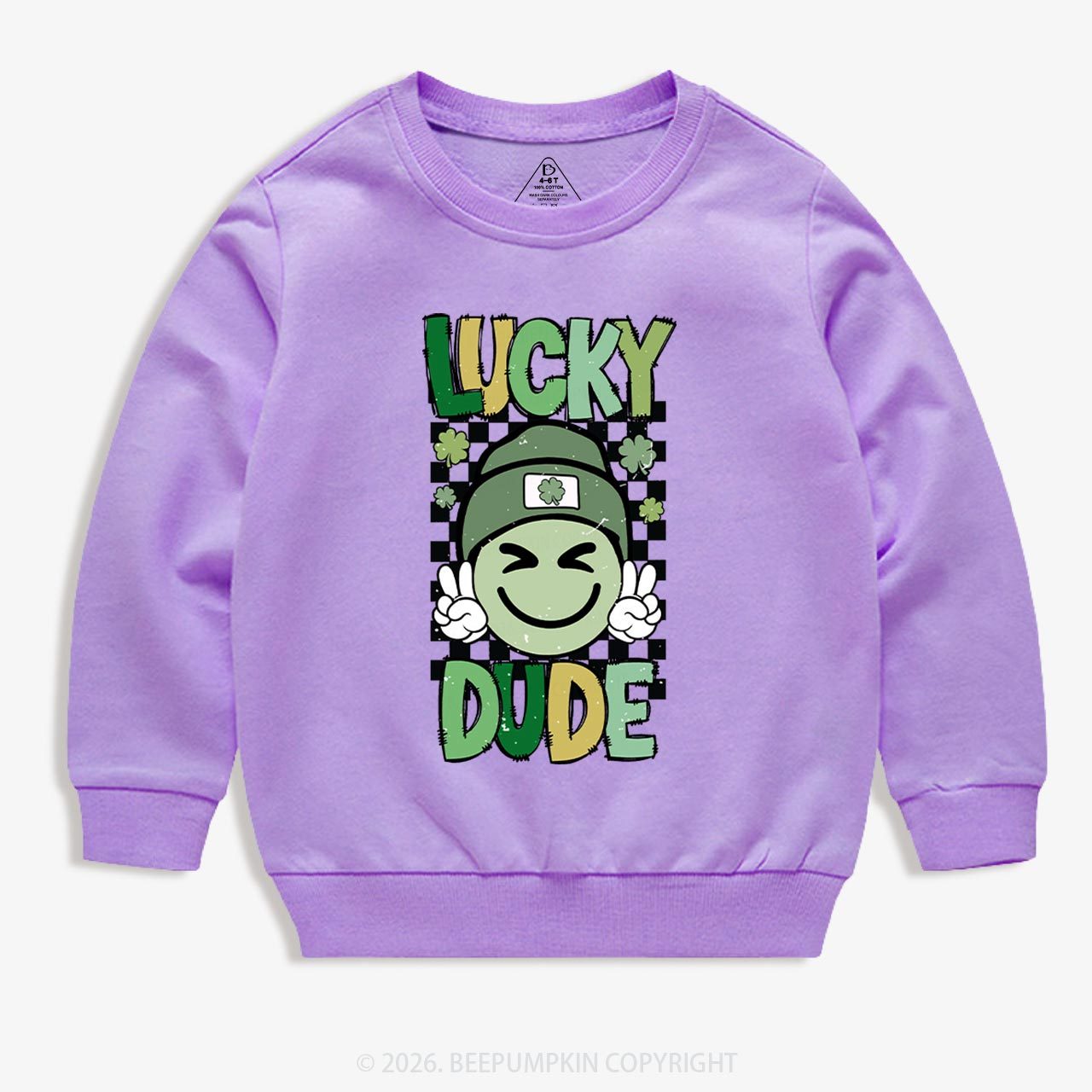 Retro Lucky Dude St.Patricks Day Kids Sweatshirt