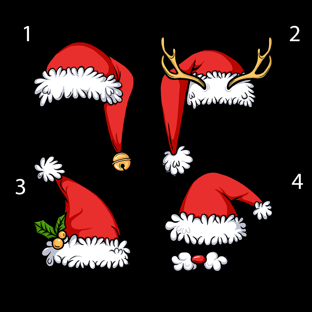Four Kinds of Cute and Funny Christmas Hats Pajamas