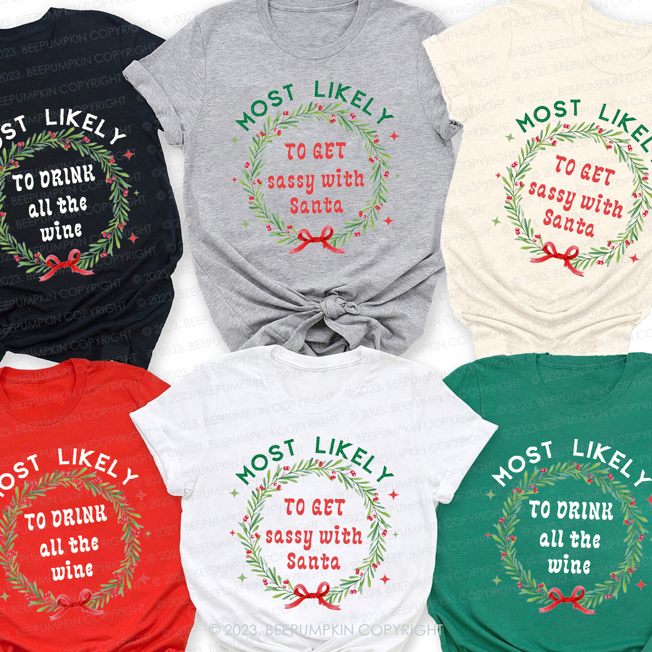 Custom Florals Design Most Likely To Christmas Shirts