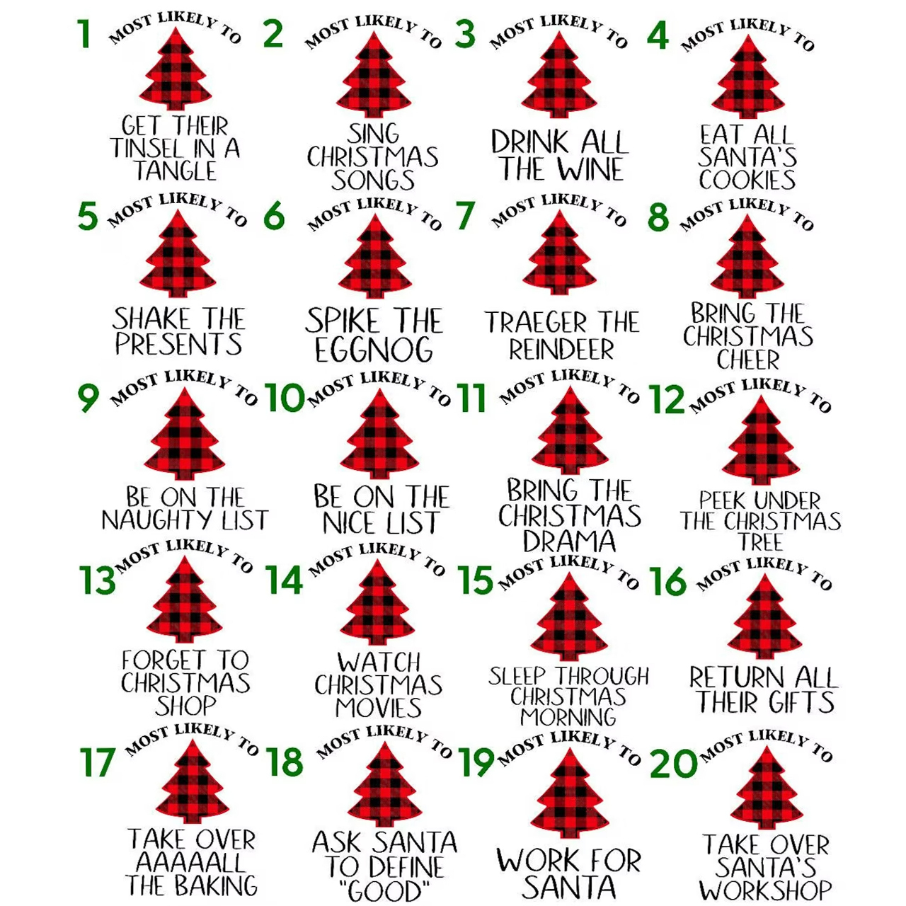 Buffalo Plaid Most Likely to, Funny Christmas Party Matching Pajamas