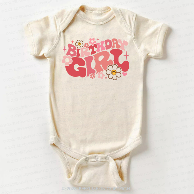 Pink Retro Birthday Bodysuit For Baby
