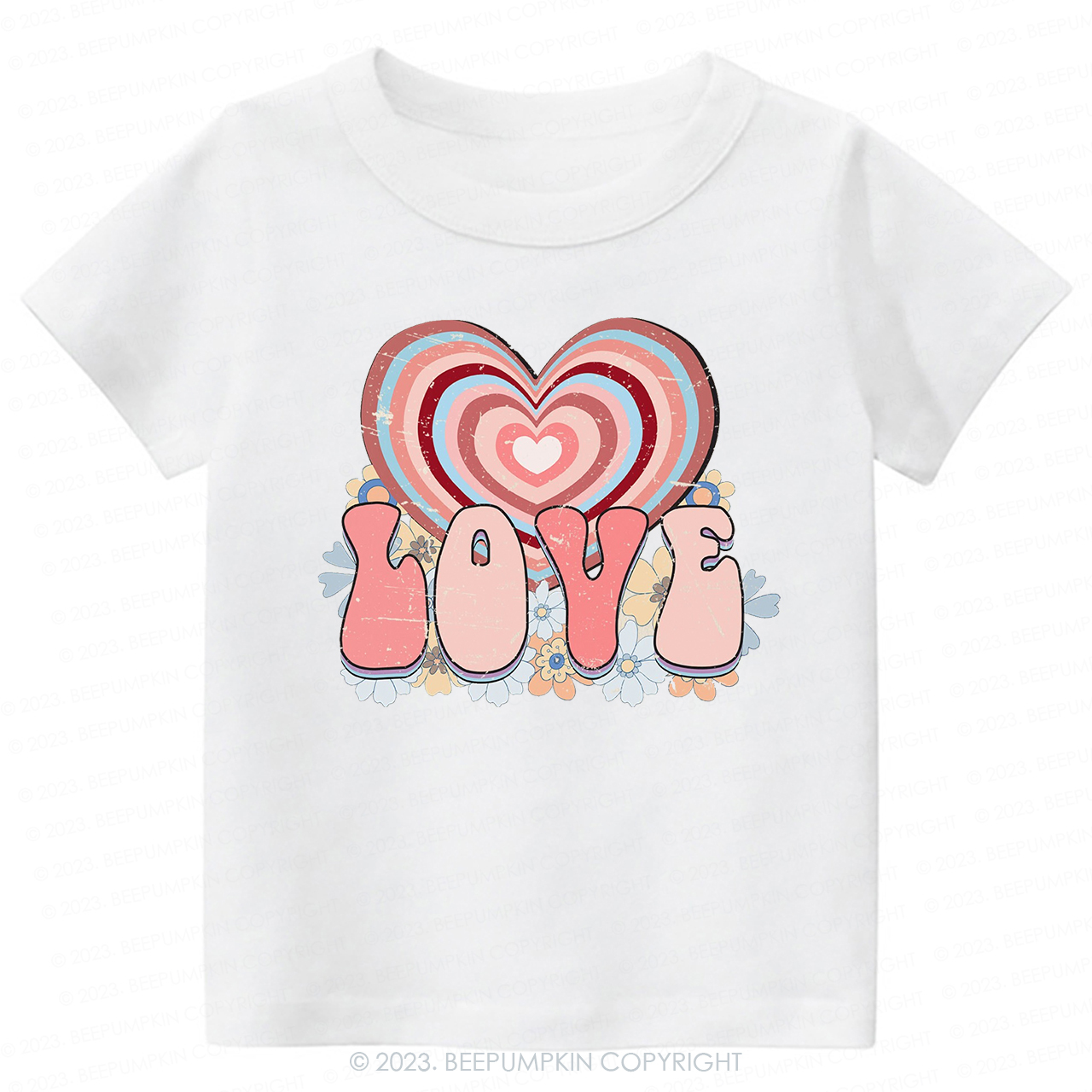 Retro Love Heart Valentines Day -Toddler Tees