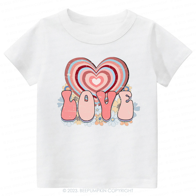Retro Love Heart Valentines Day -Toddler Tees