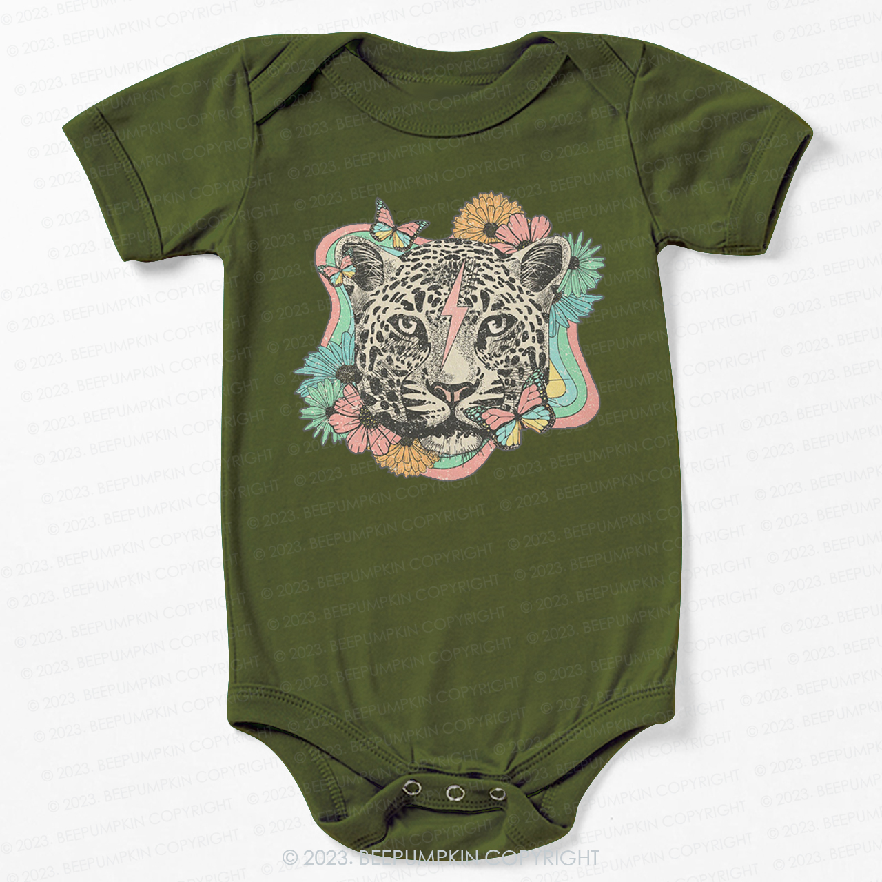 Wild Flower Animal Leopard Bodysuit For Baby
