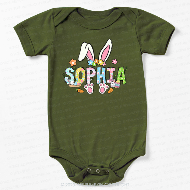 Flowers Personalized Name Easter Bodysuit For Baby