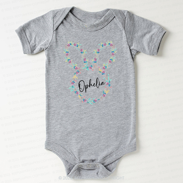Floral Bunny Head Easter Bodysuit For Baby