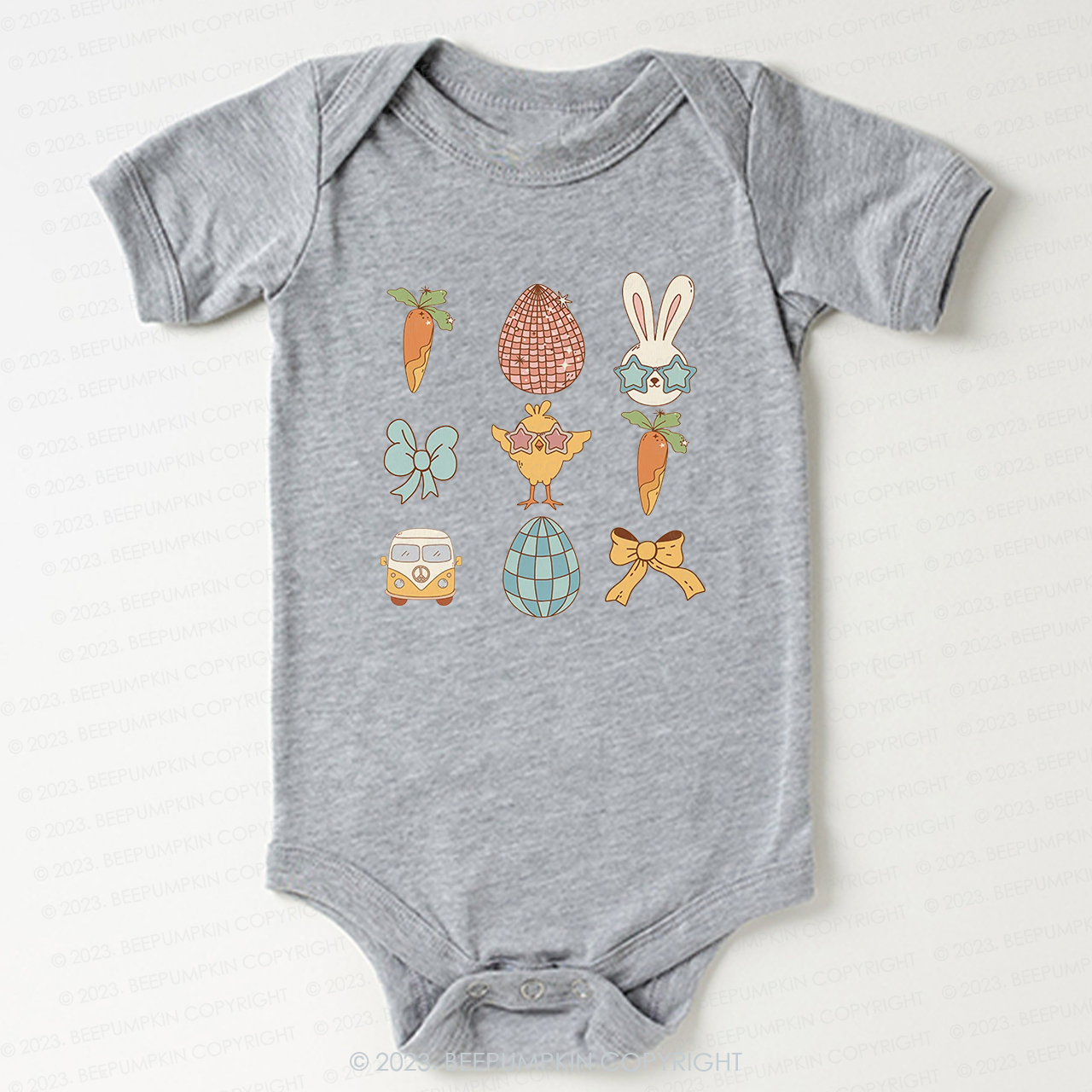 Kids Easter Carrot Car Bow Bodysuit For Baby