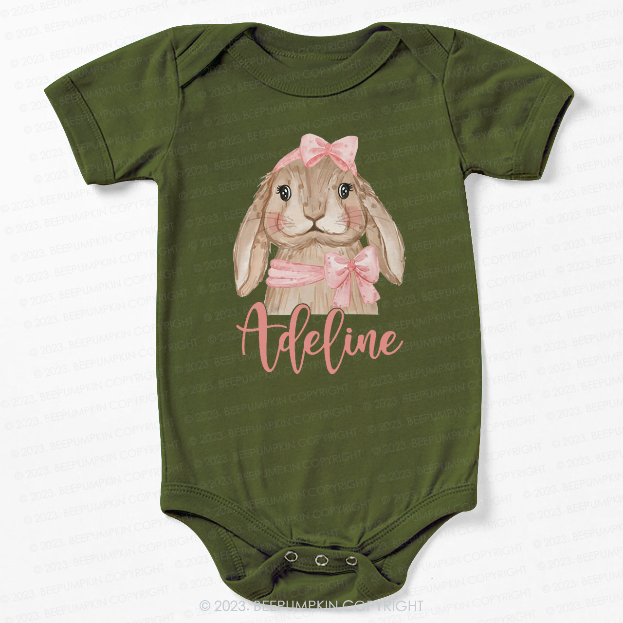 Easter Pink Bow Bunny Bodysuit For Baby