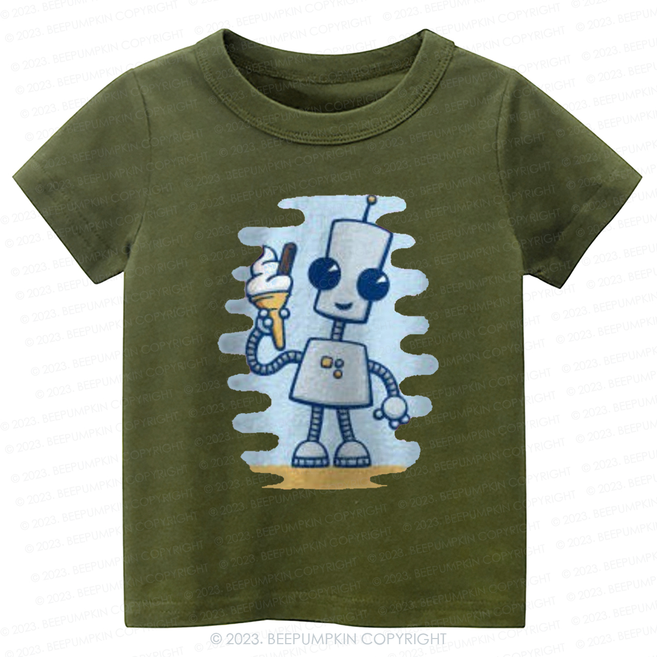 Ned's Ice Cream Cute Robot Kids Shirt