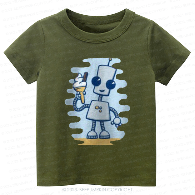 Ned's Ice Cream Cute Robot Kids Shirt