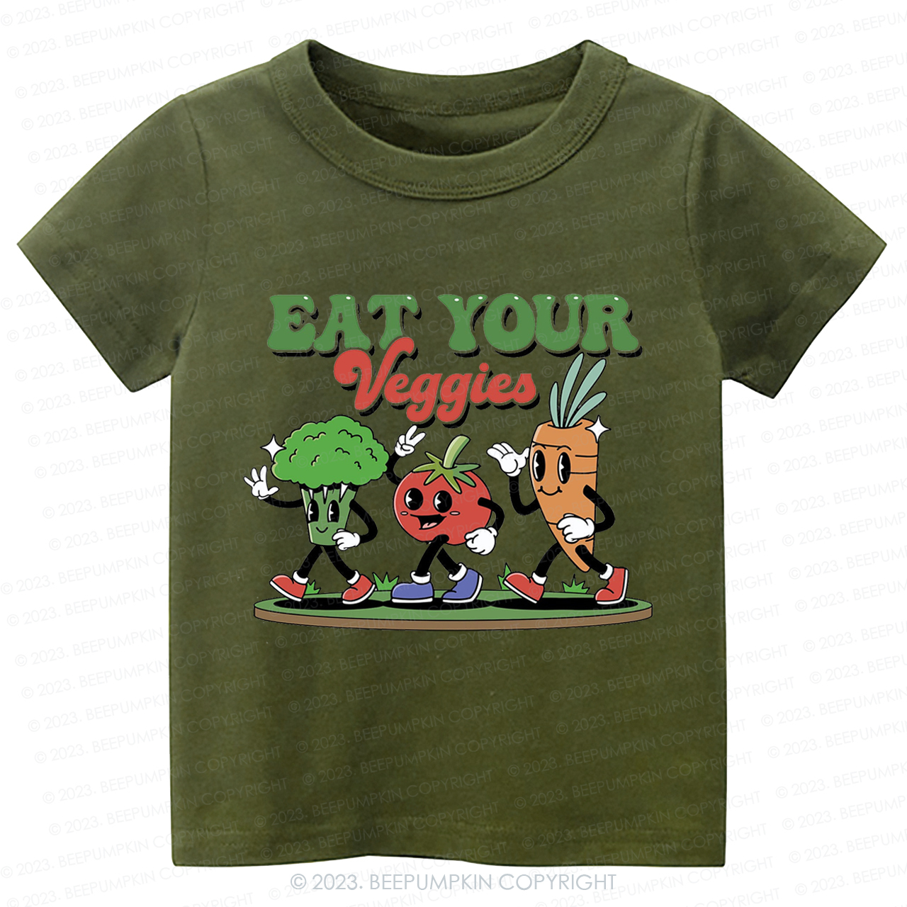 Retro Boho Eat Your Veggies Kids Shirt