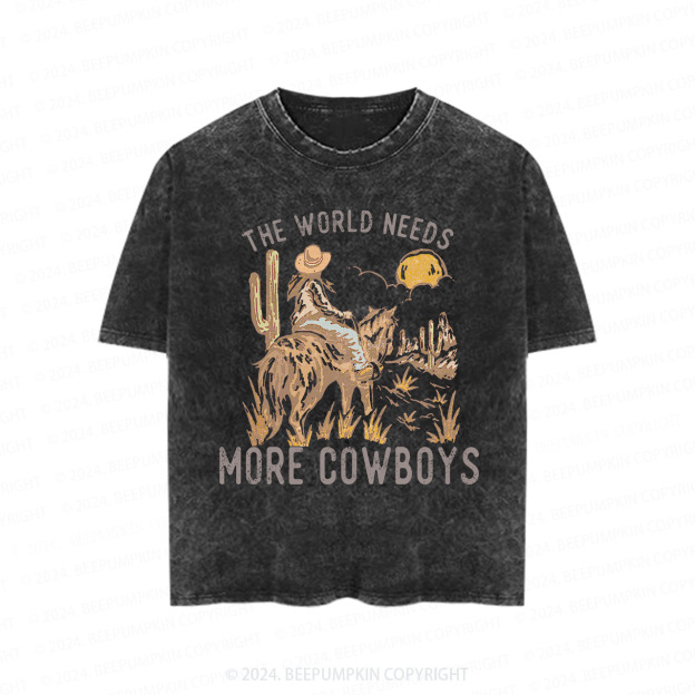 The World Needs More Cowboys Toddler&Kids Washed Tees