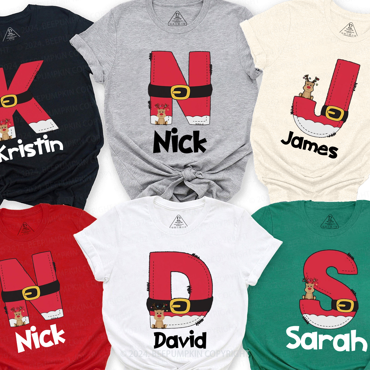 Personalized Leather Belt With Letters Family Matching T-Shirts Beepumpkin