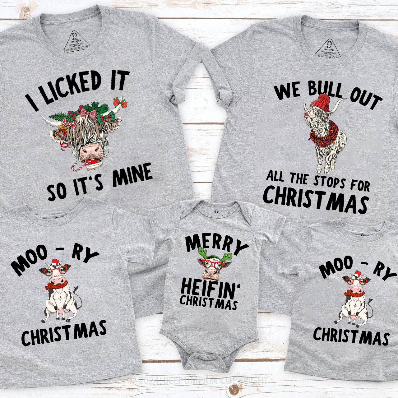 Cow Farm Christmas Group Family Matching T-Shirts Beepumpkin