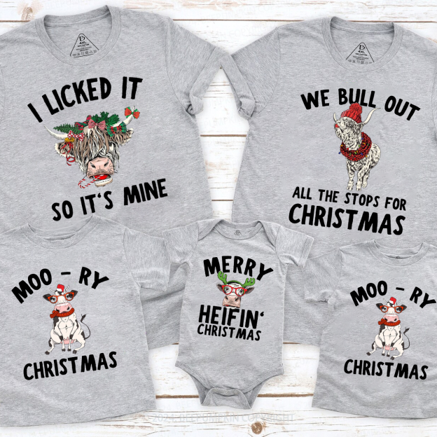 Cow Farm Christmas Group Family Matching T-Shirts Beepumpkin