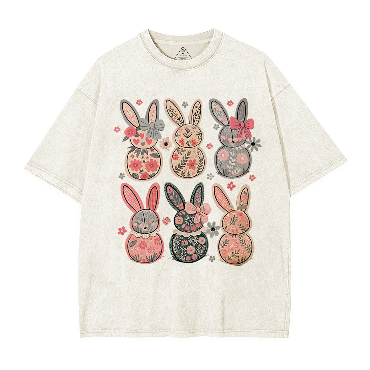 Coquette Easter Bunny Floral Mama Washed T-Shirts