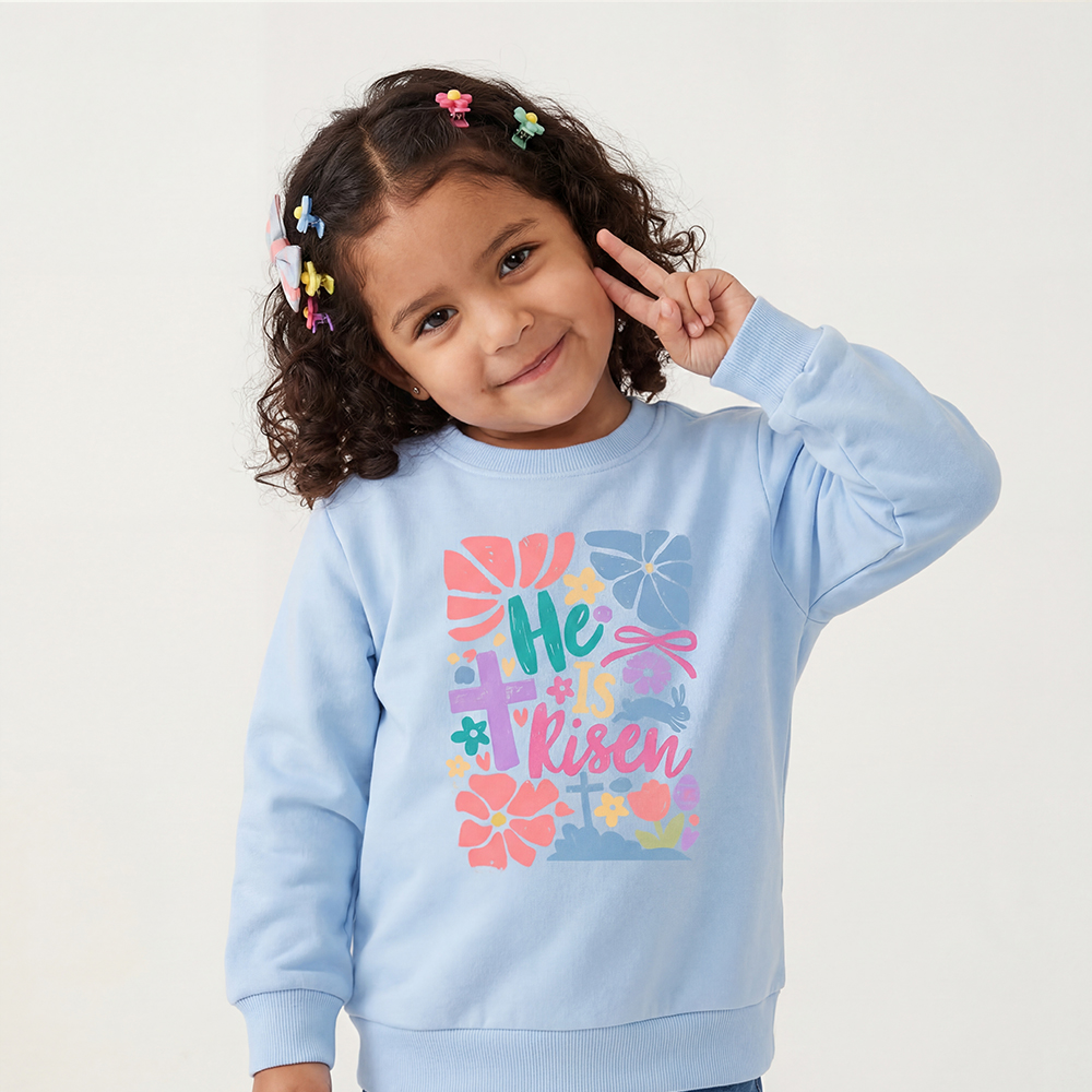 He is Risen Retro Christian Easter Kid's Sweatshirt
