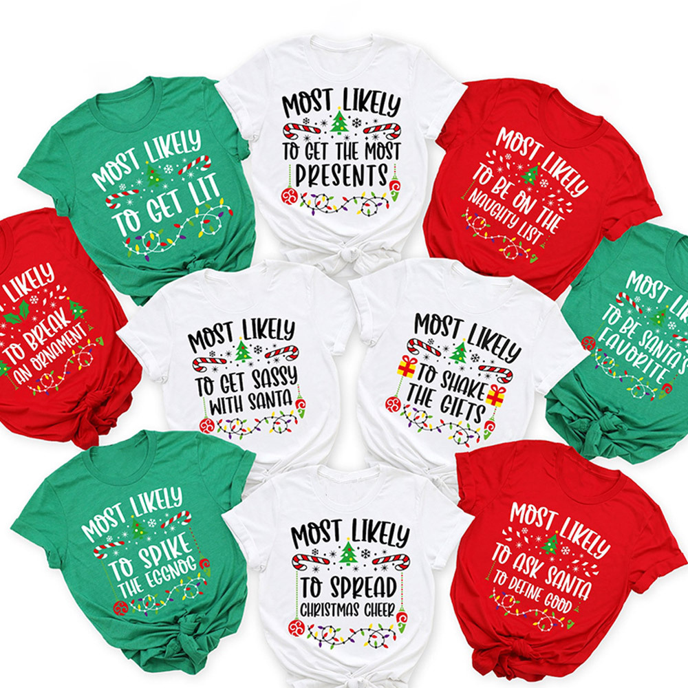 48 Quotes Most Likely To Christmas Family Matching Shirt