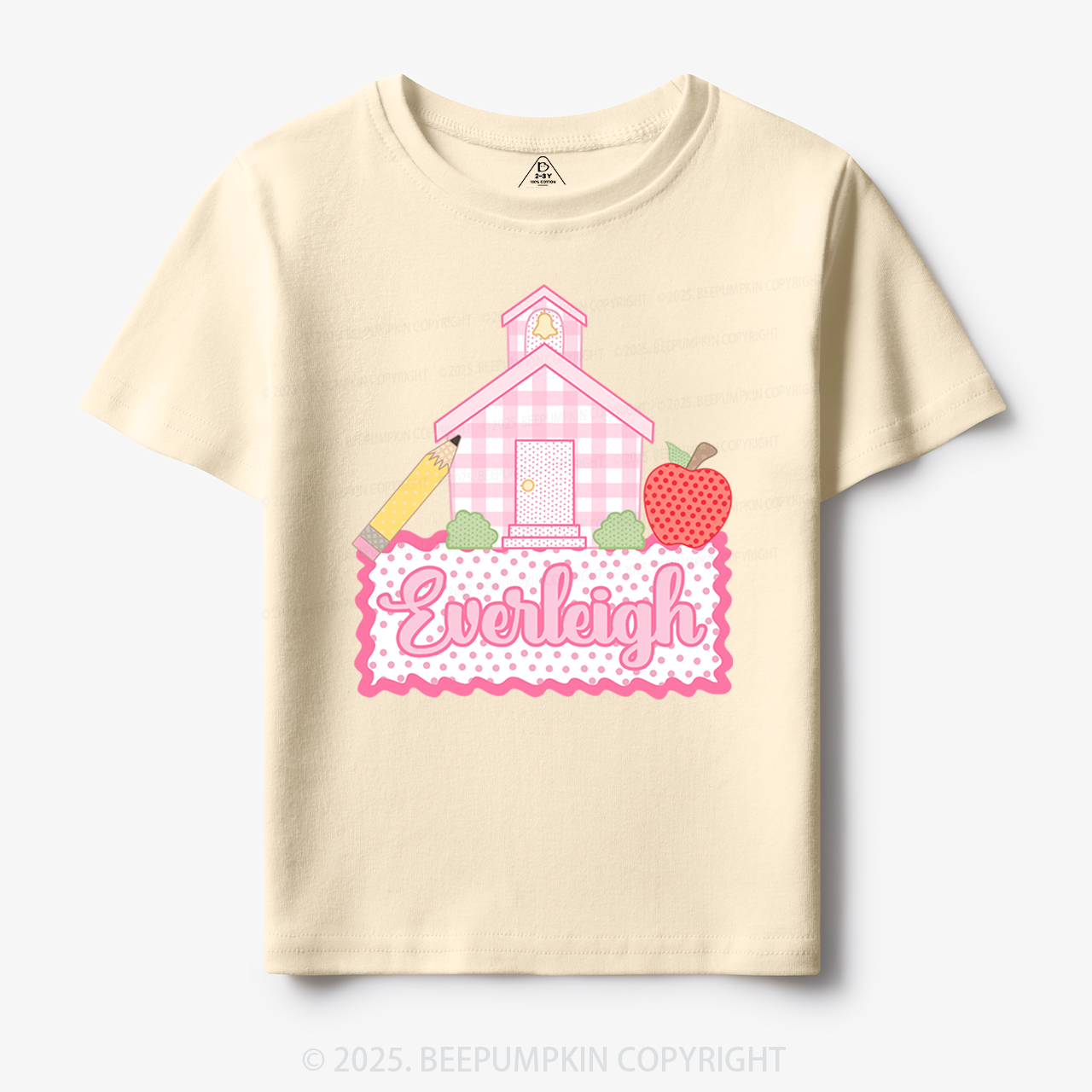 Personalized Pink Schoolhouse Toddler&Kid's Tees Beepumpkin
