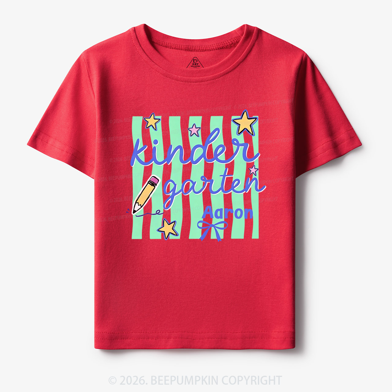Personalized Retro Stripe Kindergarten Toddler&Kid's Tees