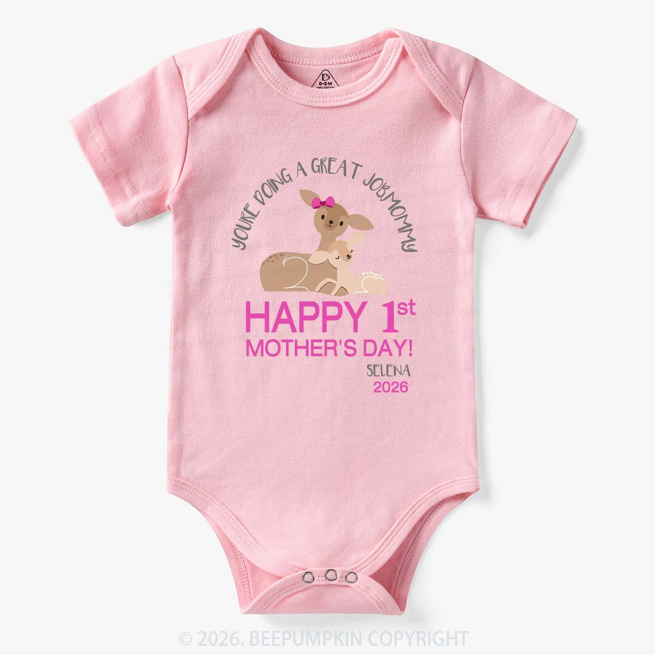Happy 1st Mother's Day Deer Bodysuit For Baby