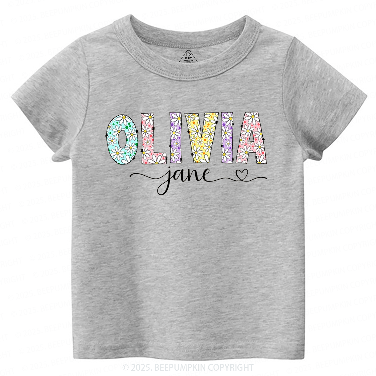 Personalized Name With Daisies Toddler&Kid's Tees Beepumpkin