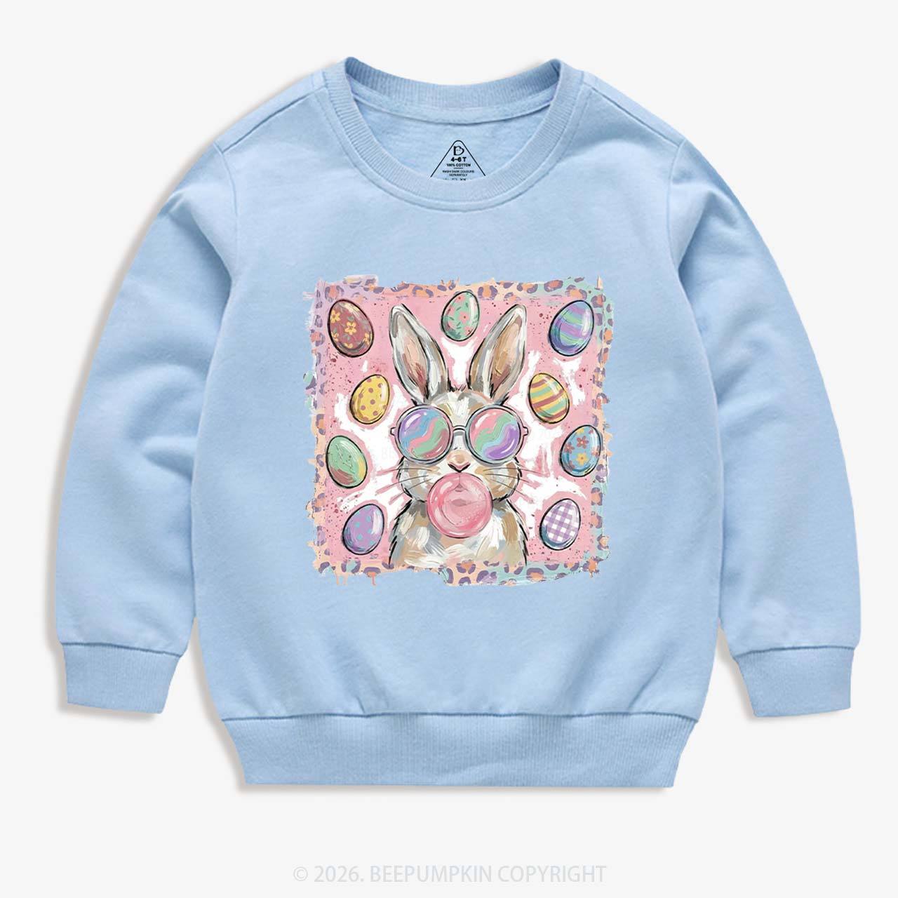 Retro Bubblegum Bunny Colorful Easter Eggs Kid's Sweatshirt