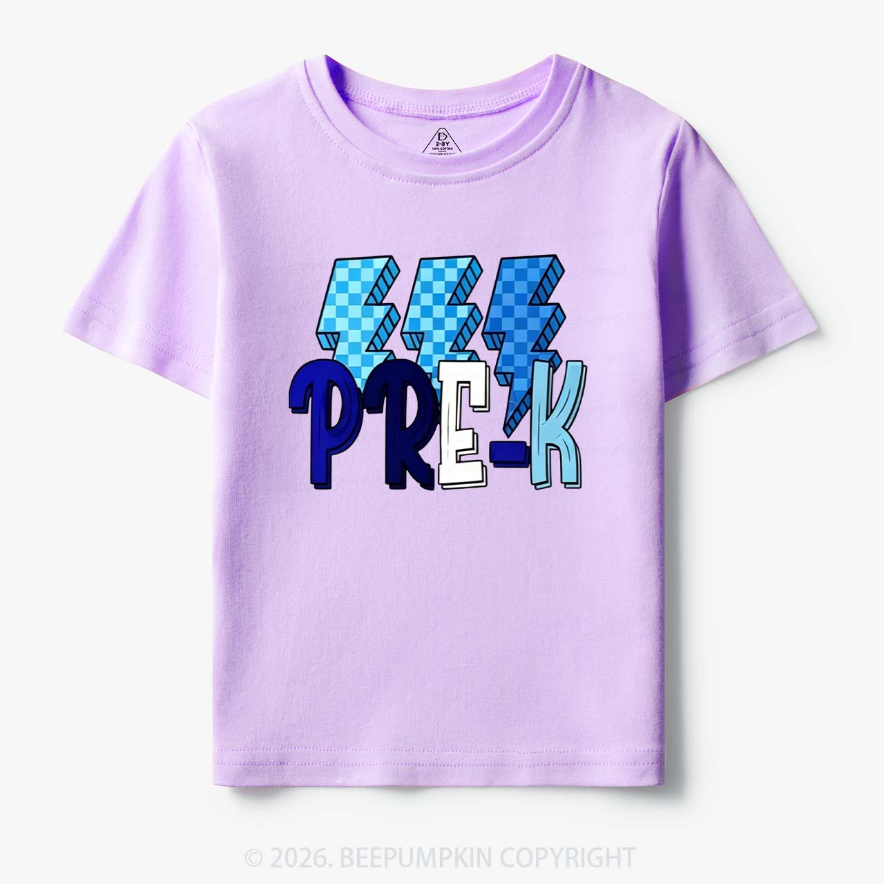 Pixel Blue Checkered Grade Level Toddler&Kid's Tees