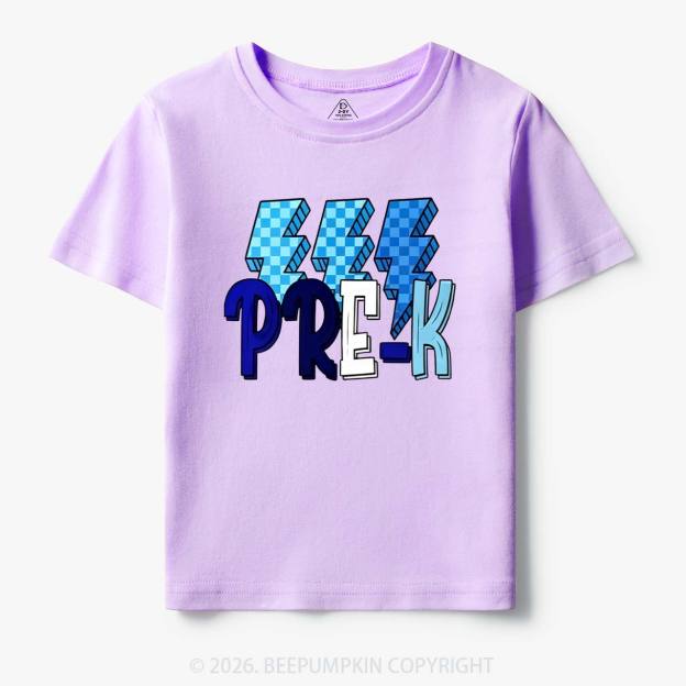 Pixel Blue Checkered Grade Level Toddler&Kid's Tees