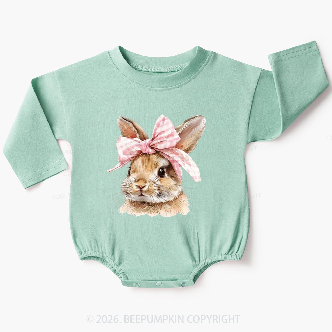 Cute Bunny with Bow Easter Baby Bubble Romper