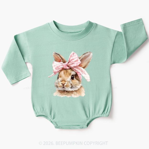 Cute Bunny with Bow Easter Baby Bubble Romper