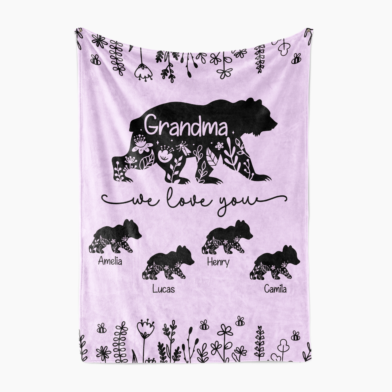 Personalized Grandma Bear Hugs Fleece Blanket