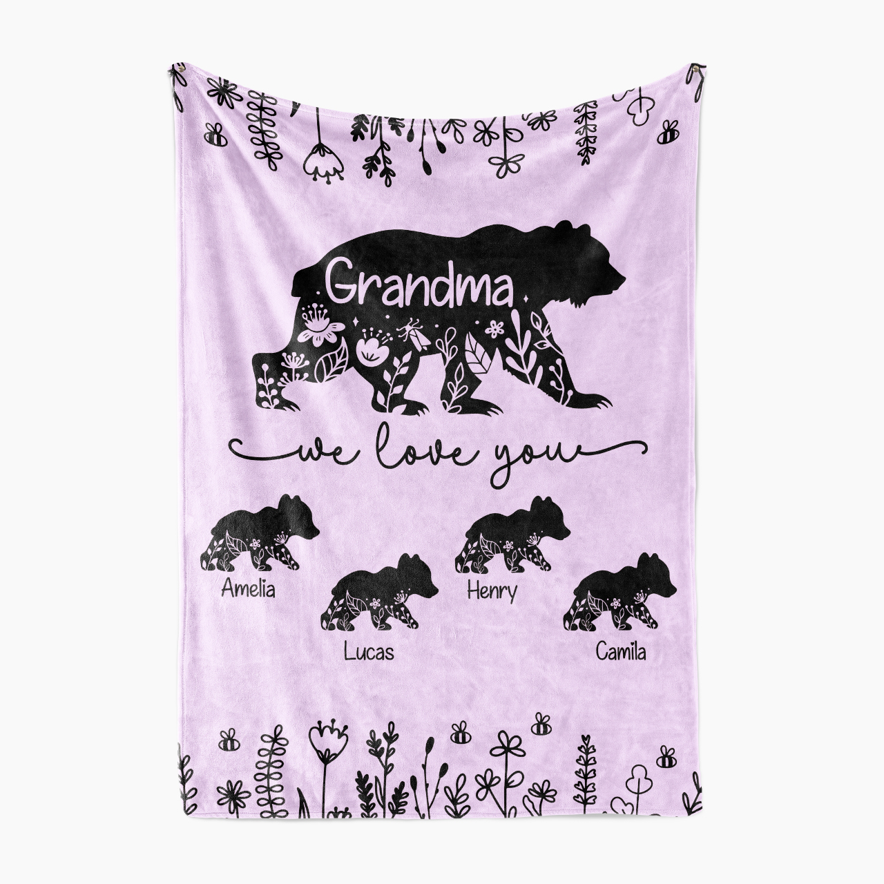 Personalized Grandma Bear Hugs Fleece Blanket