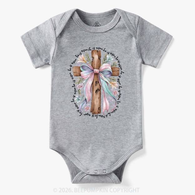 He Is Risen Soft Pastel Cross Baby Bodysuit