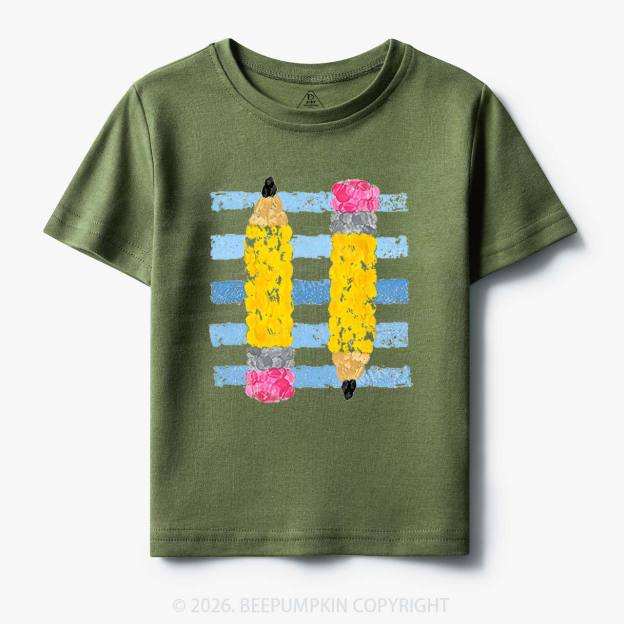 Coastal Pencil Stripes Back To School Toddler&Kids Shirts