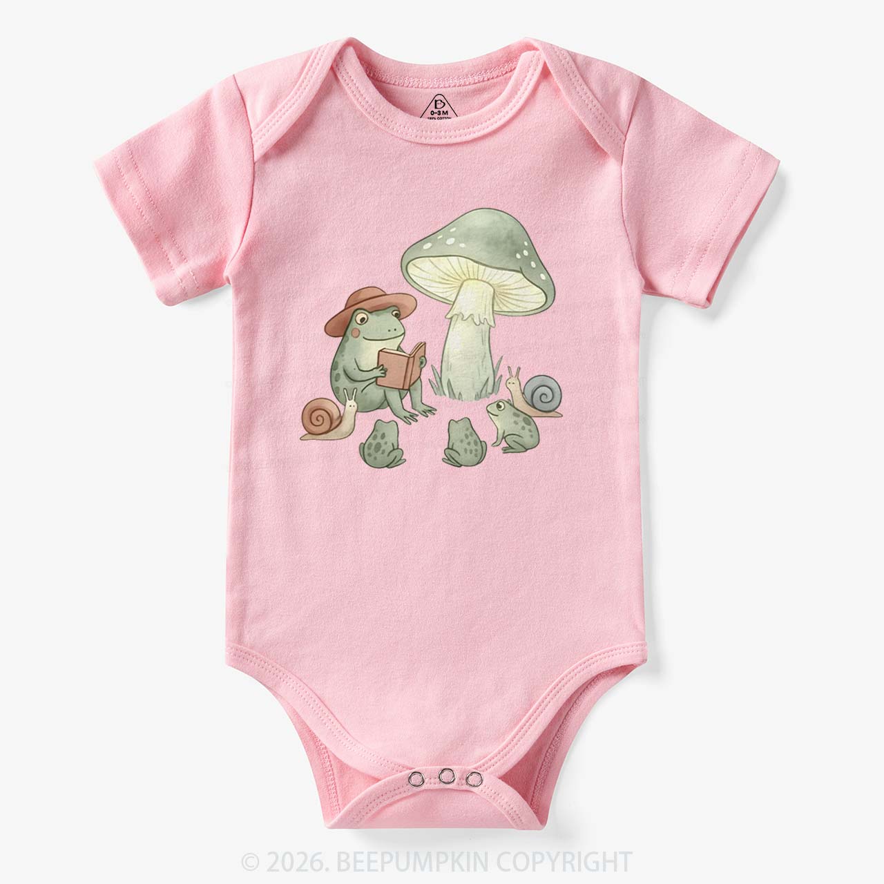 Reading Frog Cute Cottagecore Mushroom Bodysuit
