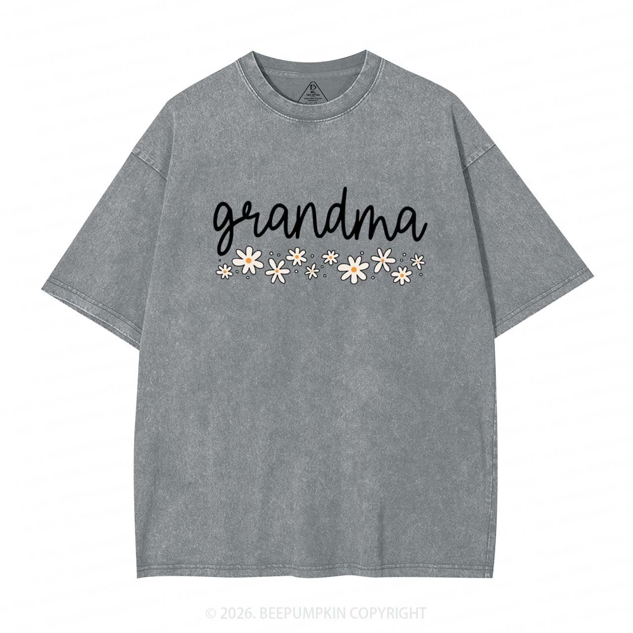 Daisy Floral Grandma Adult Washed T-Shirts