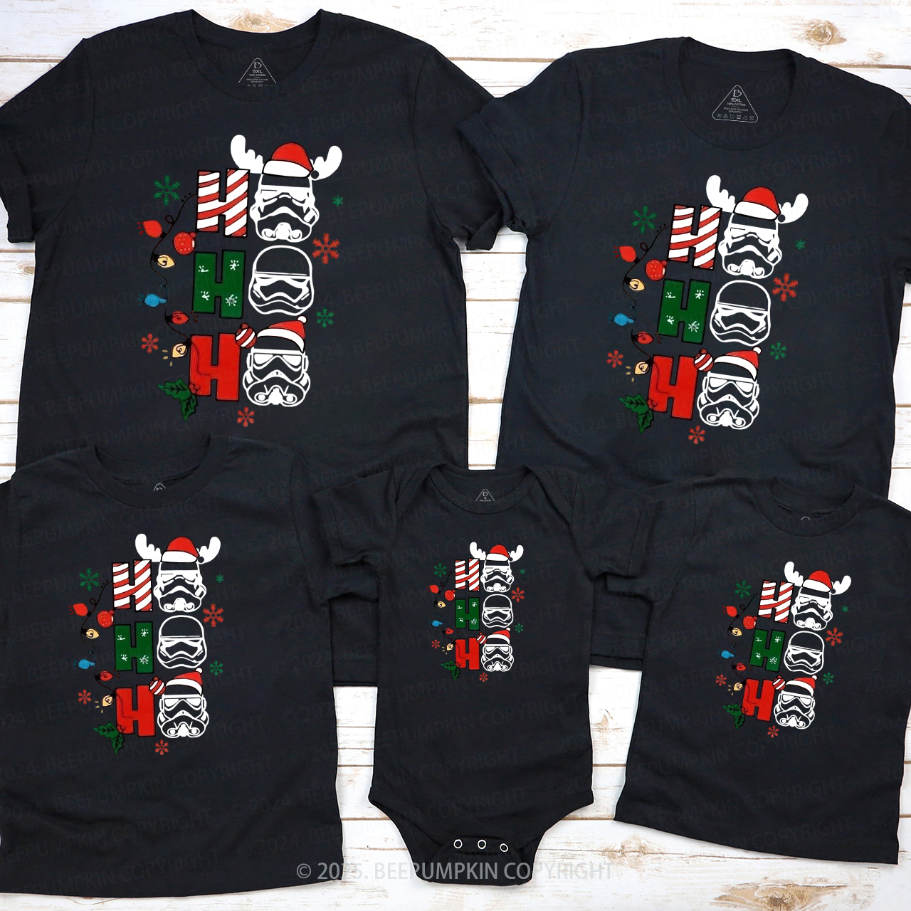 Christmas Space Style Family Matching T-Shirts Beepumpkin