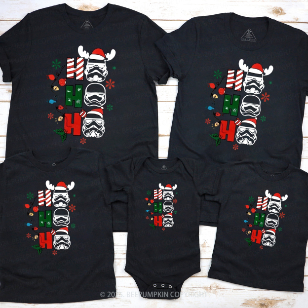 Christmas Space Style Family Matching T-Shirts Beepumpkin